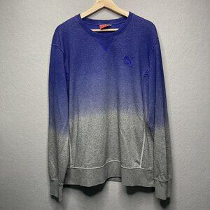 Puma Gradient Blue To Gray Crewneck Sweatshirt Pullover L